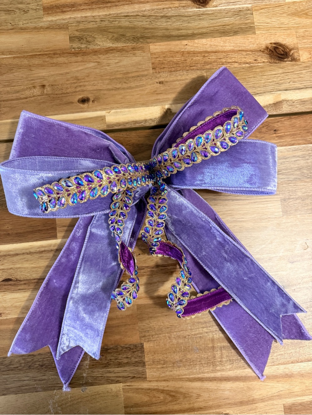 Velvet Jeweled Bow Purple